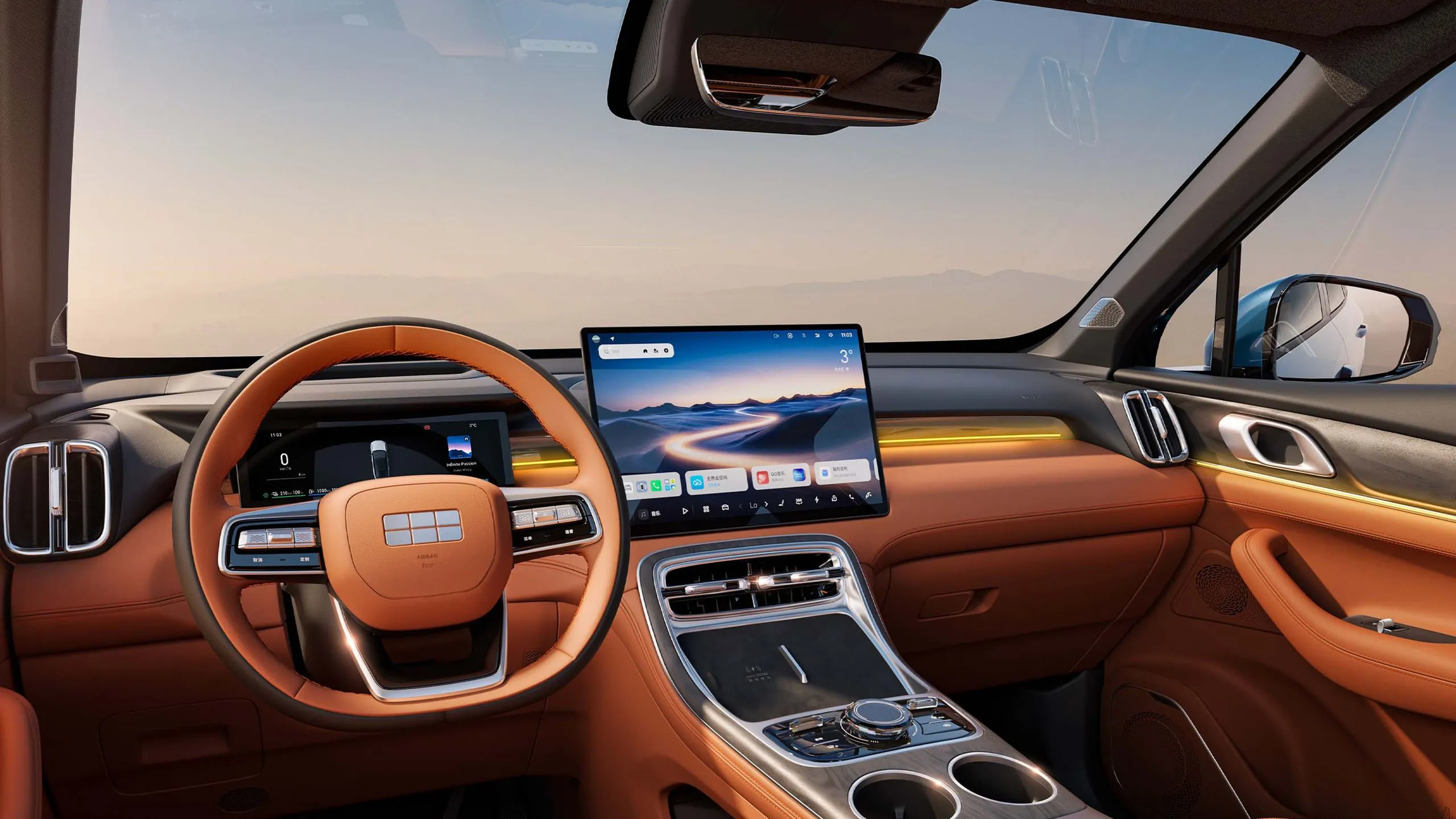 Место водителя Geely Galaxy M7 с экраном